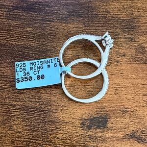 925 Silver 1.36 Moissanite Ring Wedding Set sz 7